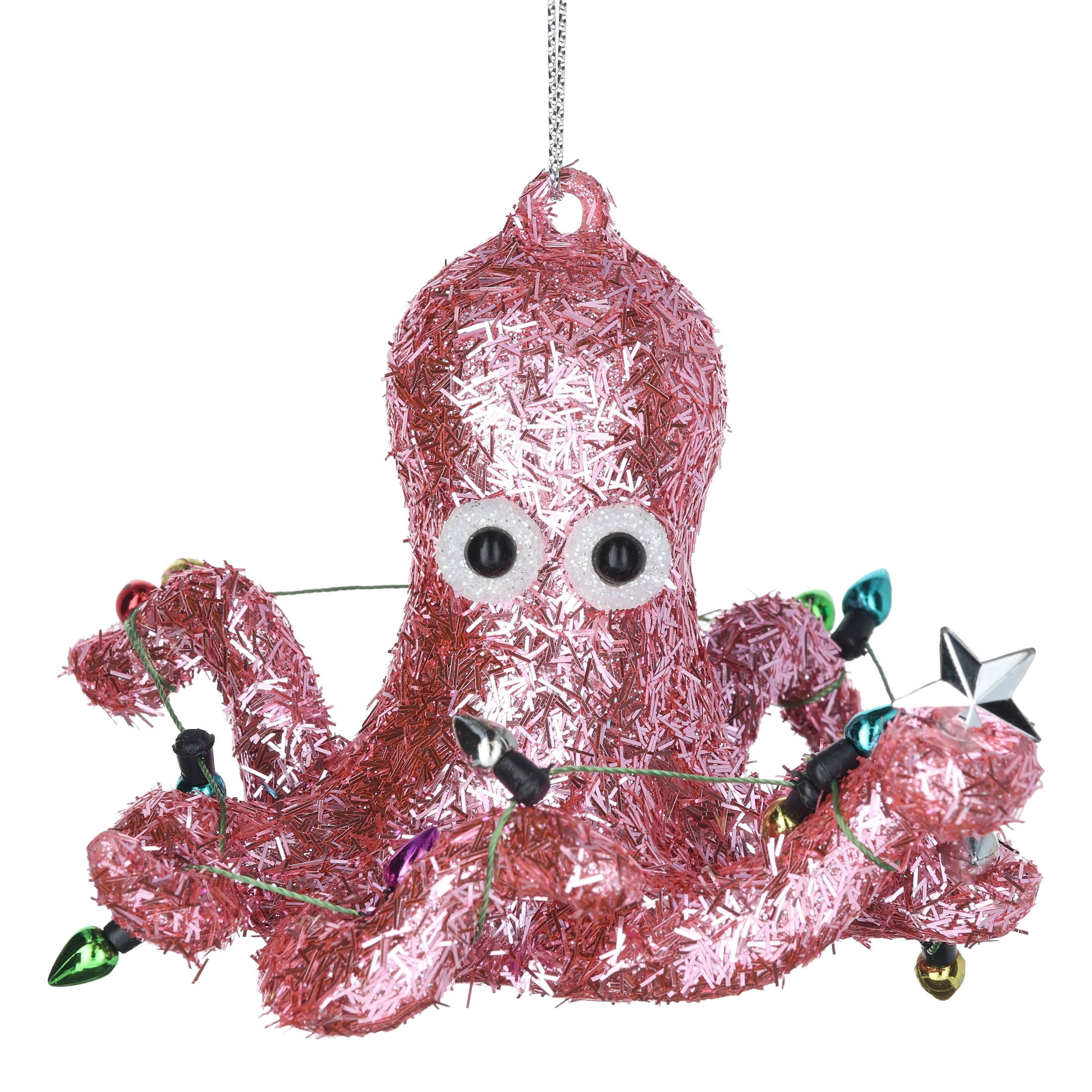 Pink Tinsel Octopus Christmas Ornament, 3", by Holiday Time