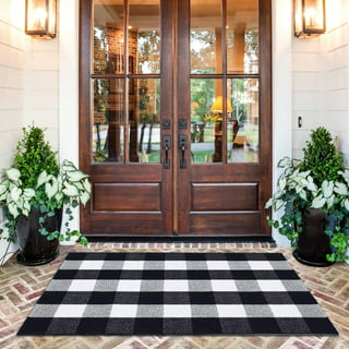 Mascot Hardware Checkered Mats for Front Door Buffalo Plaid Design 28x18  Grey and White - On Sale - Bed Bath & Beyond - 37634104