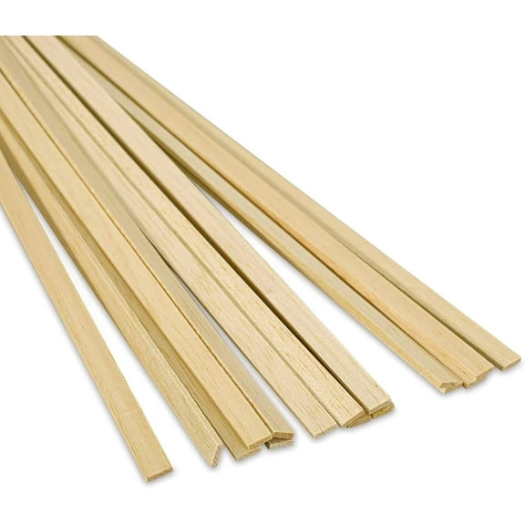 PK00031 Model BWS001X040 Balsa Wood Strips, 1/8" x 1/4" x 36" (Pack of 40) Finest Lightweight Pale Wood Material, Recommended for Woodworking and Modeling