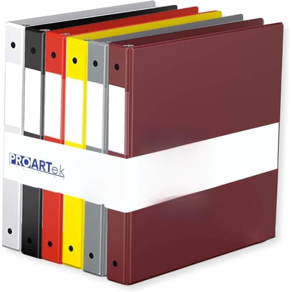 PK00058 Model 231161 Pack of 6 Binders, Assorted Colors; 1-inch Round Ring, Office Binder, Durable Construction, Ergonomic Design, Multiple Colors Available