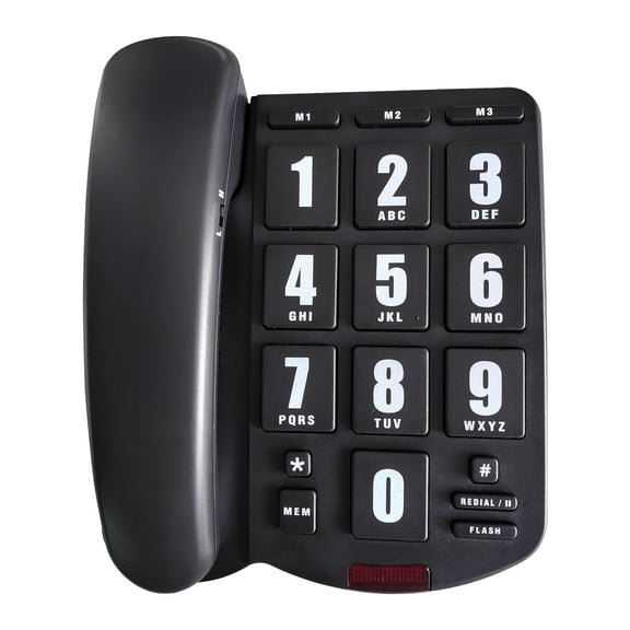 PK3000 Senior Telephone Landline Phone Large Button Loudspeaker Phone for LowVisionGroup Black / White