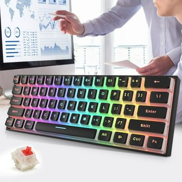 PK61 61 Key yellow Switchs USB Wired Backlit Game Mechanical Keyboard Mechanical Keyboard, Compact Form Factor, Tactile Switch With Ergonomic Vertical feel For Notebook PC