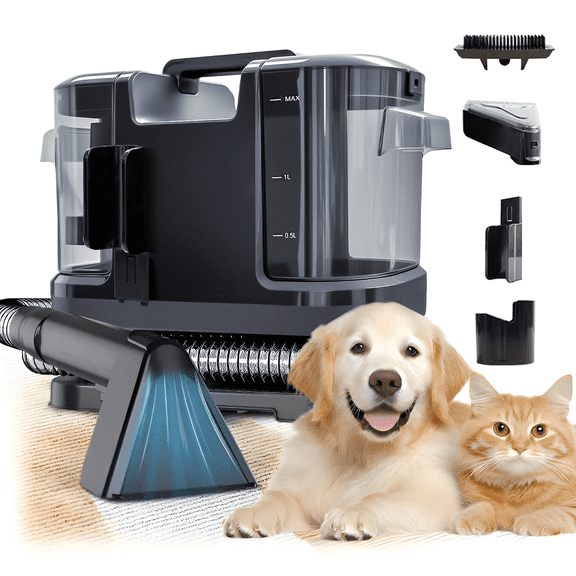 PKALQ Portable Carpet Cleaner Machine ; Multi-functional Deep Cleaning with Powerful Suction for Home, Car & Pet Areas, Ideal for Pet Owners and Busy Families