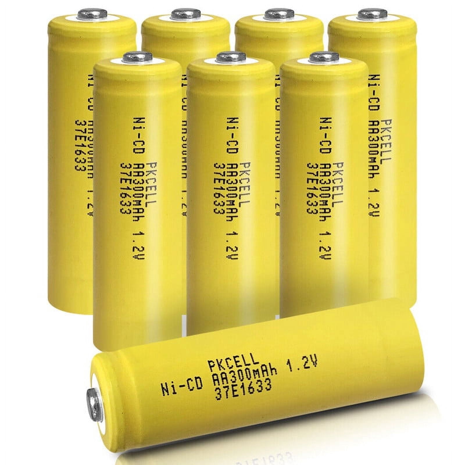 PKCELL AA Rechargeable Batteries, 300mAh High Capacity 1.2V NiCd Double A Battery, Pack of 10