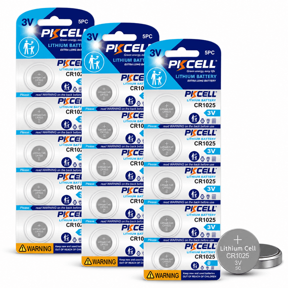 PKCELL 15 Pack CR1025 DL1025 ECR1025 BR1025 Battery 3V Lithium Coin Cell Batteries