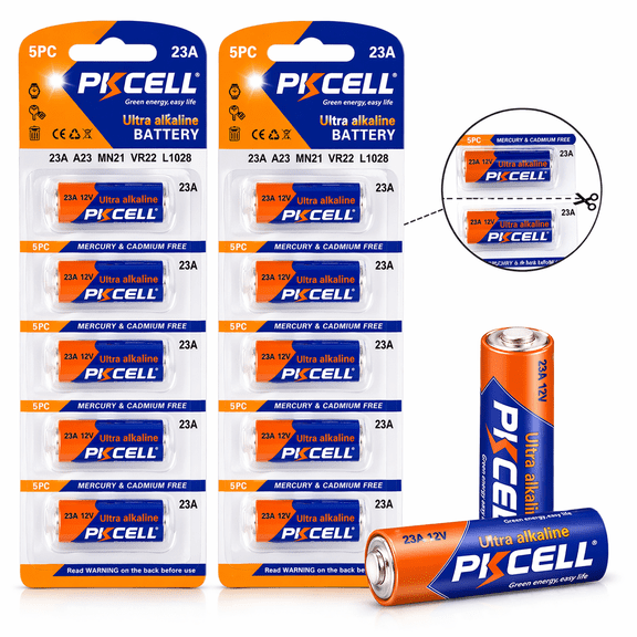 PKCELL 23A Battery (10 Pack), A23 12V Alkaline Batteries