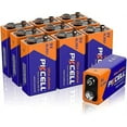 PKCELL 9V Alkaline Batteries (10 Pack), Long Lasting and Leak Proof 6LR61 9 Volt Batteries