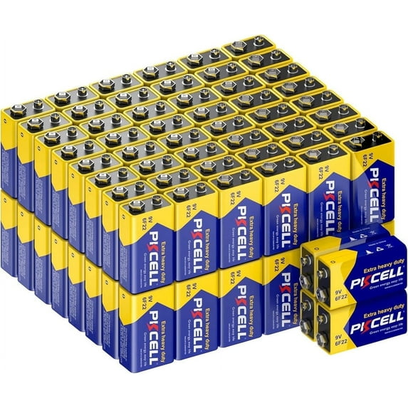 PKCELL 9V Battery, Long Lasting 9 Volt Batteries, 100PCS Smoke Detector Battery