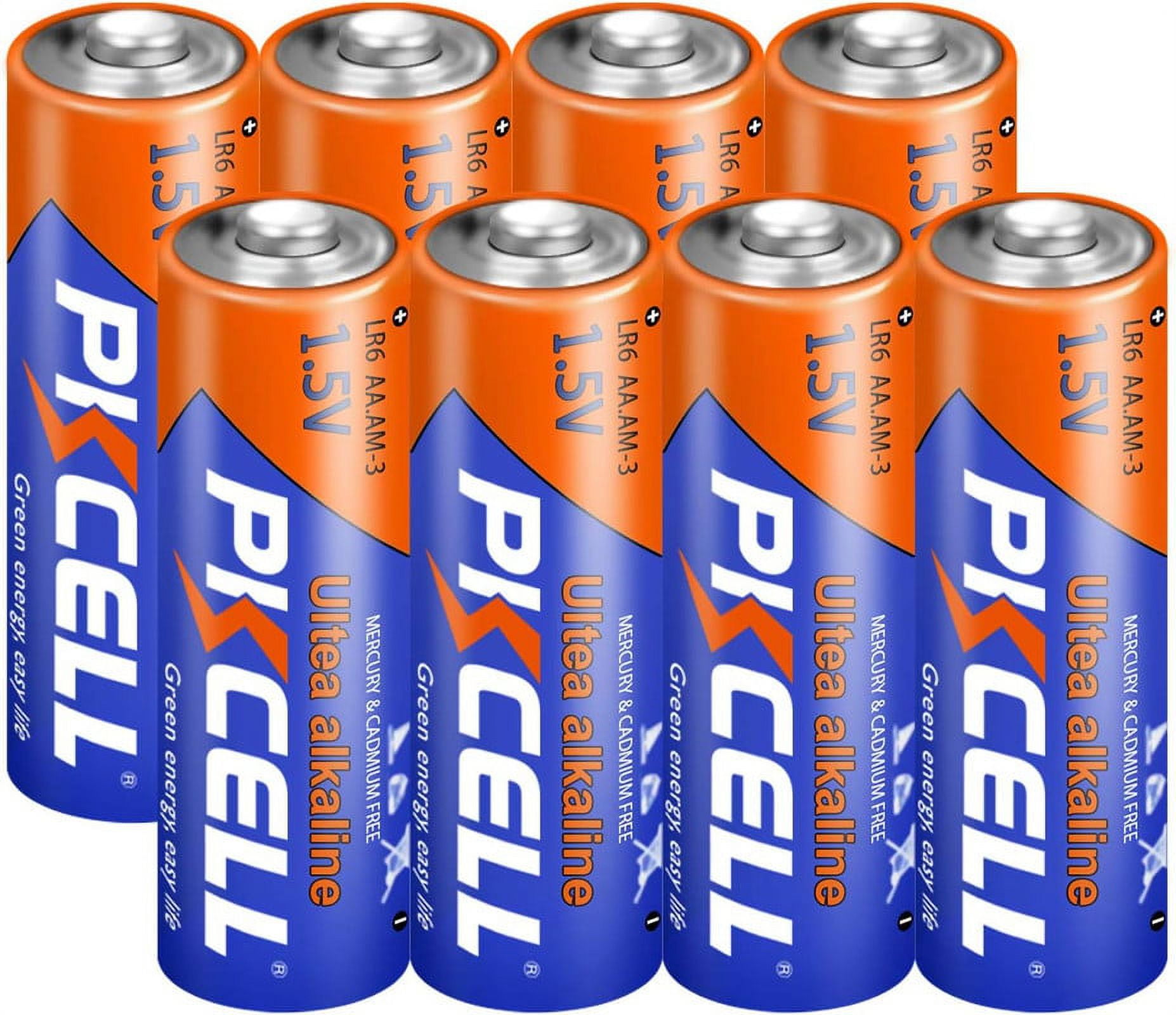 PKCELL AA Batteries, 8Pcs 1.5V LR6 Alkaline Double A Battery w/ Long