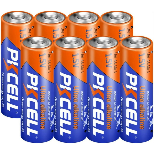 PKCELL AA Batteries, 8Pcs 1.5V LR6 Alkaline Double A Battery w/ Long