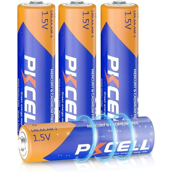 PKCELL AA LR06 Batteries,1.5V Double A Alkaline Battery 4 Pack for Keyboards Clocks Kids Musical Mat Toys Remote Controls (10-Year Shelf Life)