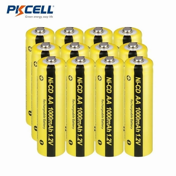 PKCELL AA Rechargeable Battery NiCd 1000mAh 1.2V Battery Pack for Solar Lights, Garden Lights, 12 Pack