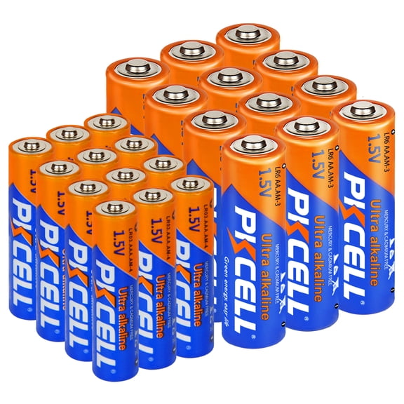 PKCELL AA and AAA Batteries, 24 Count Pack 1.5V Double A & Triple A Alkaline Battery, Long-Lasting Power