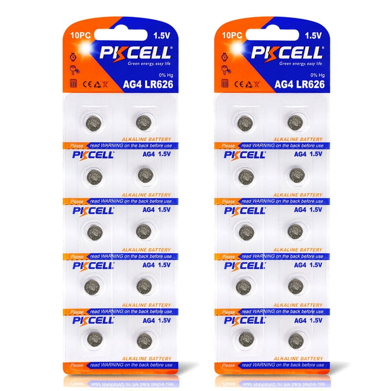 PKCELL AG4 / LR626 Alkaline Button Cell Watch Battery 1.5V 20 Pack
