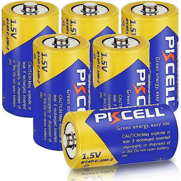 PKCELL C Size Battery, 6PCS Carbon Zinc R14P 1.5V Gas Meter Flashligh