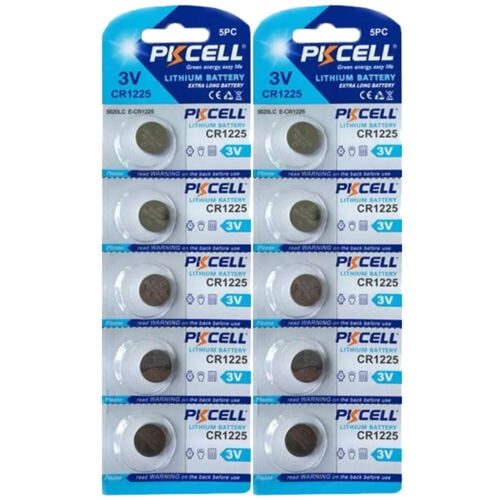 PKCELL CR1225 Lithium Battery 10 Count, 3V Button Coin Cell Batteries