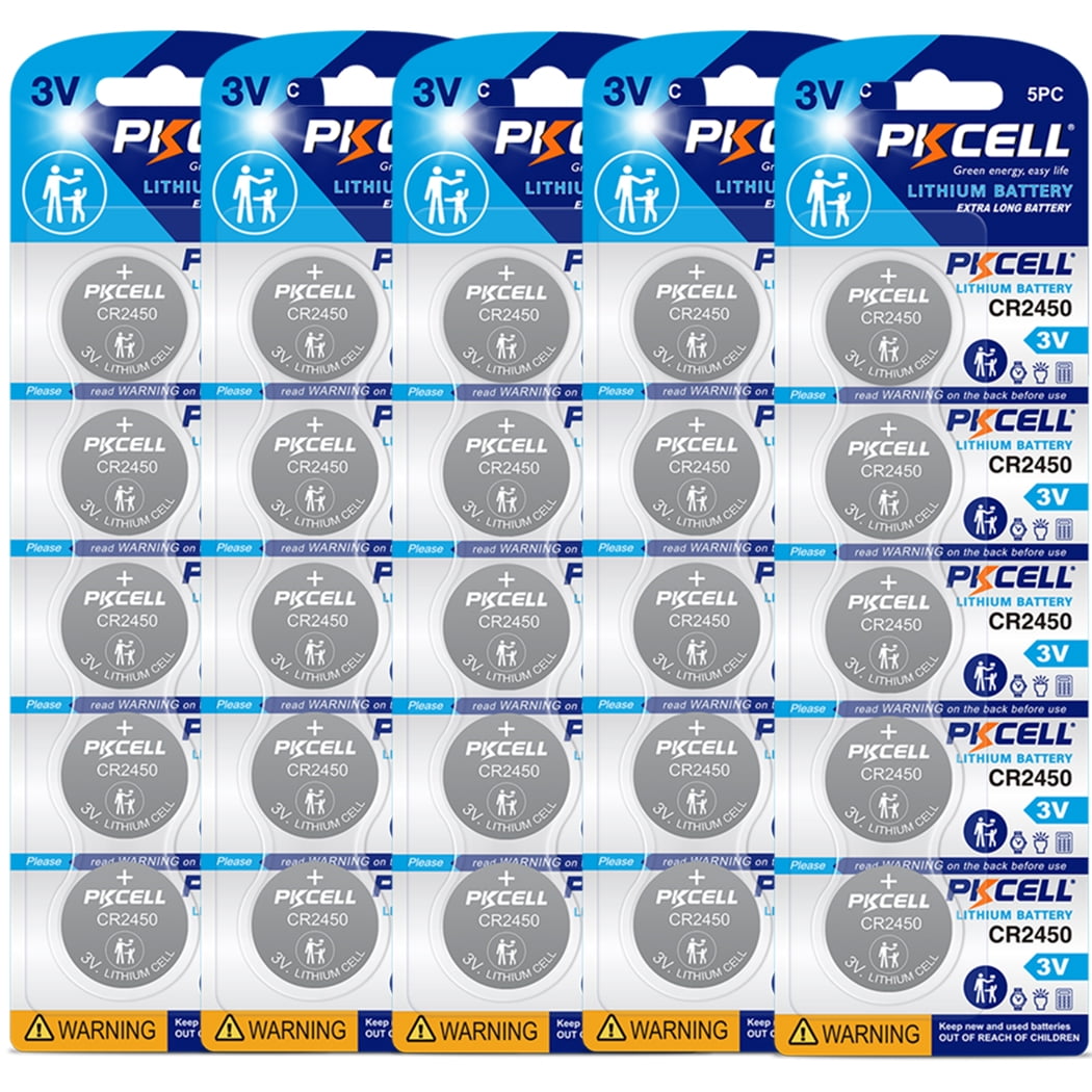 PKCELL CR2450 Battery 3V Lithium CR 2450 3 Volt Coin & Button Cell ...