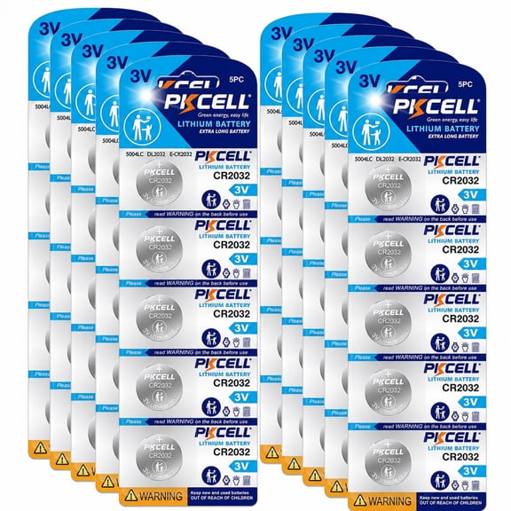 PKCELL 50 Pack CR2032 3V Lithium Coin Battery ECR2032 5004LC Button Cell Batteries for Watches, Fitness Trackers, Medical Devices, Key Fobs