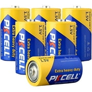 PKCELL D Battery, 6PCS 1.5V D Size Batteries Heavy Duty