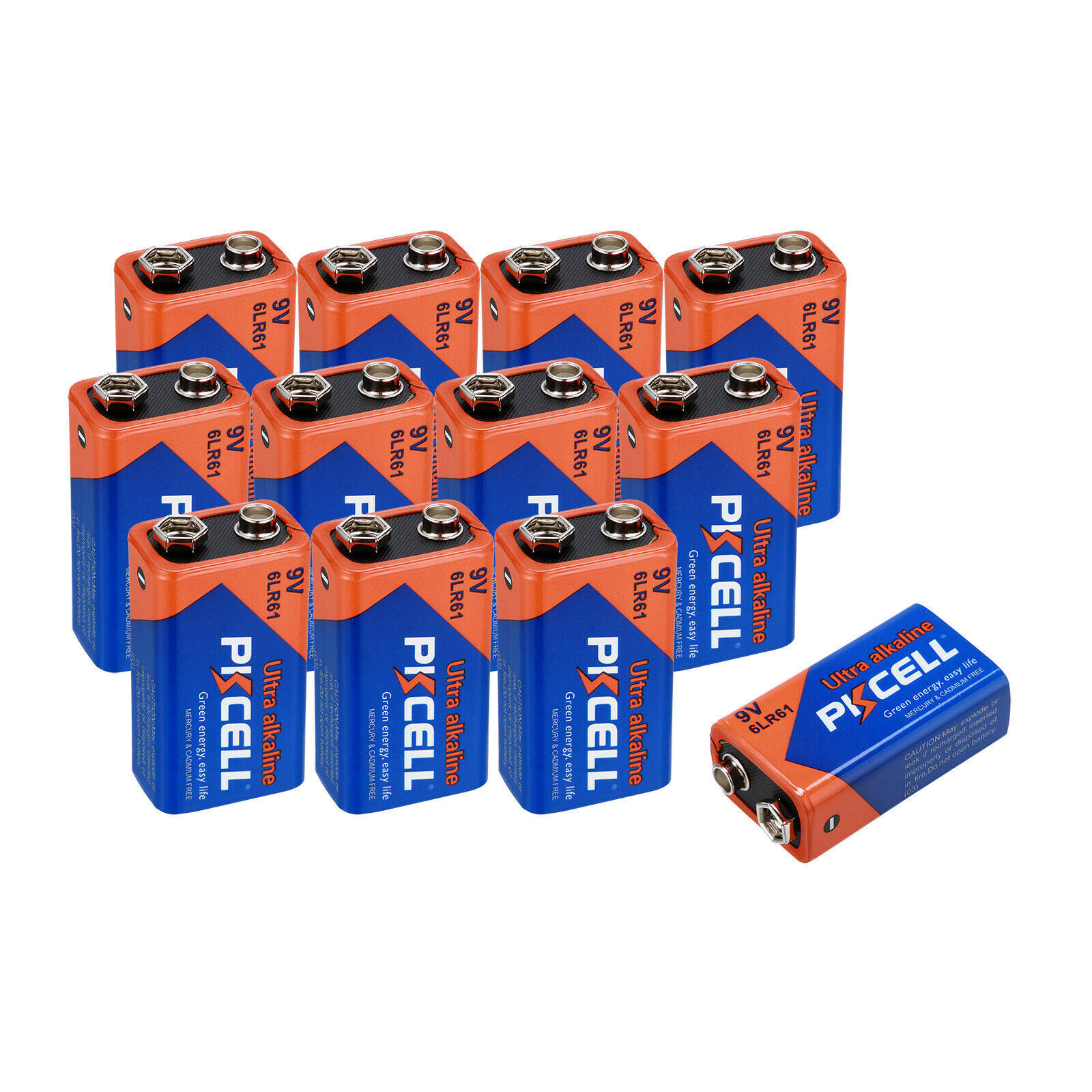 PKCELL High Energy 9V Batteries (12 Pack), Alkaline Garage Door 9 Volt Batteries