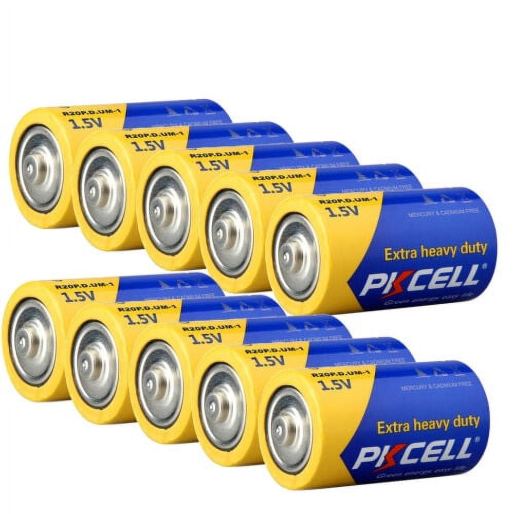 PKCELL High Energy D Batteries (10 Pack), D Cell Batteries