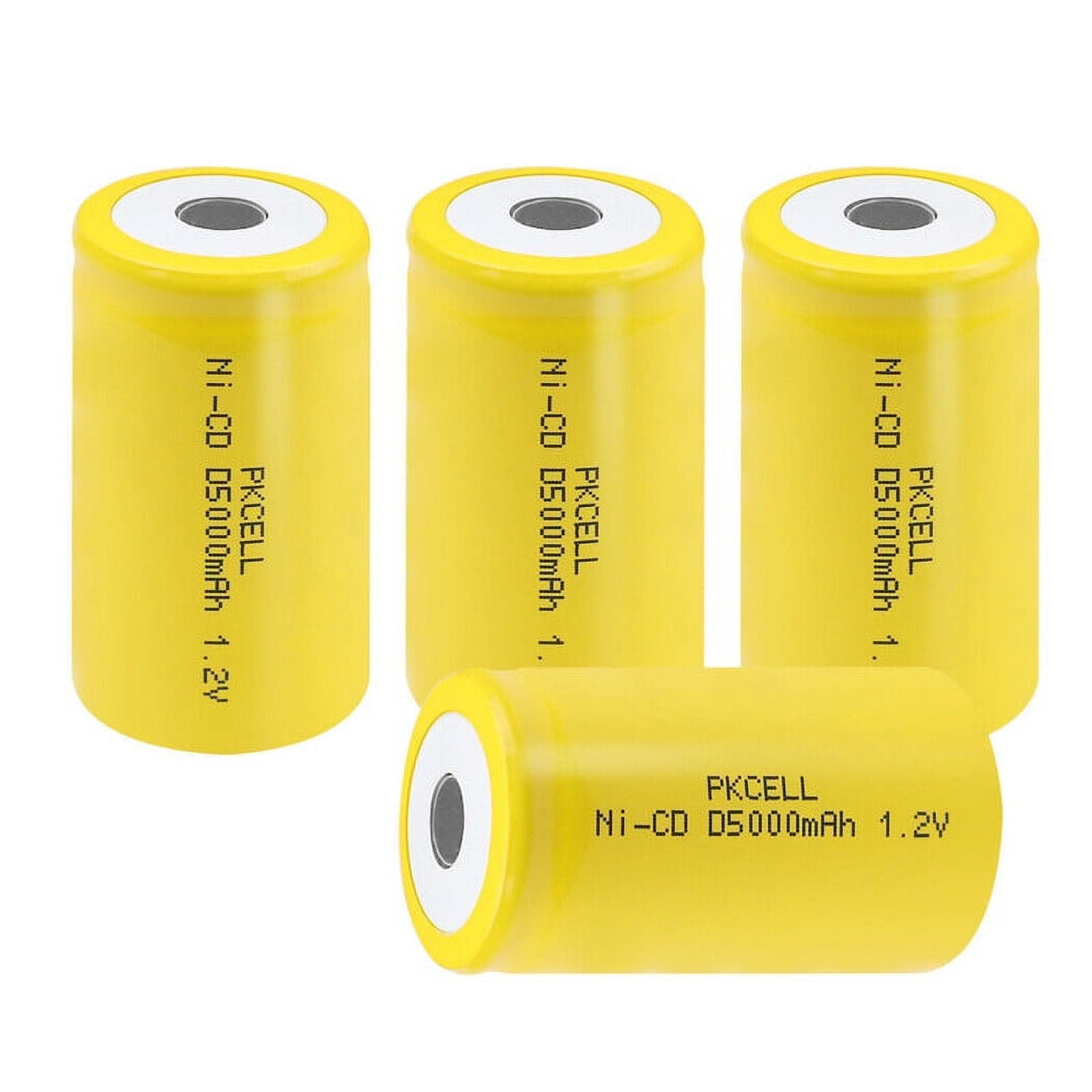 PKCELL Rechargeable D Batteries 5000mAh, Flat Top C Size Battery NiCd