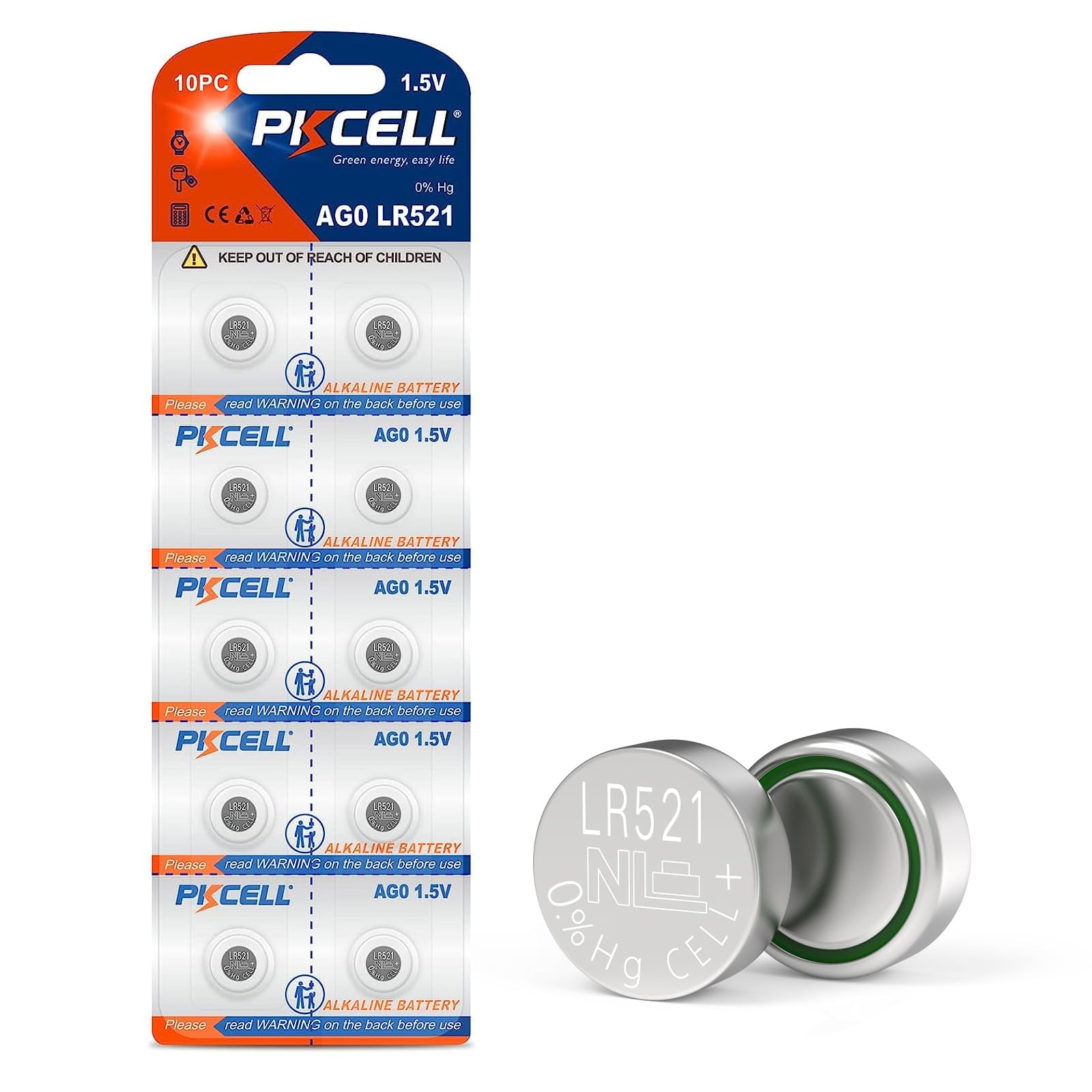 PKCELL SR521SW 379 Watch Battery 1.5V Alkaline Batteries (10pc