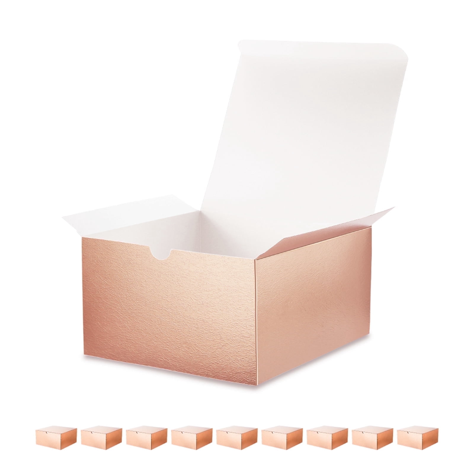 PKGSMART 10 Gift Boxes with Lids, 8x8x4 inches, Rose Gold Paper Gift ...