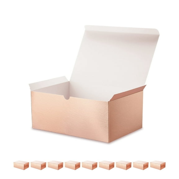 PKGSMART 10 Rose Gold Gift Boxes with Lids, Paper Gift Boxes Bulk for Mother's Day, 9.5x6.5x4 inches