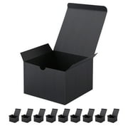 PKGSMART 10 Small Gift Boxes with Lids, Black Gift Boxes Bulks for Wedding, Party, 6x6x4 inches