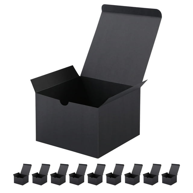 PKGSMART 10 Small Gift Boxes with Lids, Black Gift Boxes Bulks for
