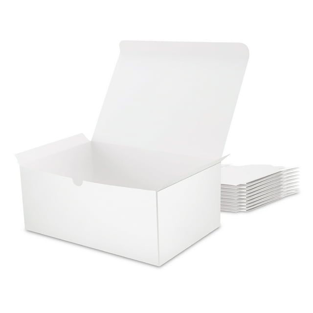 PKGSMART 10 White Gift Boxes with Lids, Paper Gift Boxes Bulk for