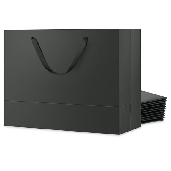 PKGSMART 12 Black Gift Bags, 16x6x12 inches, Extra Large Gift Bags with Handles for All Occasions