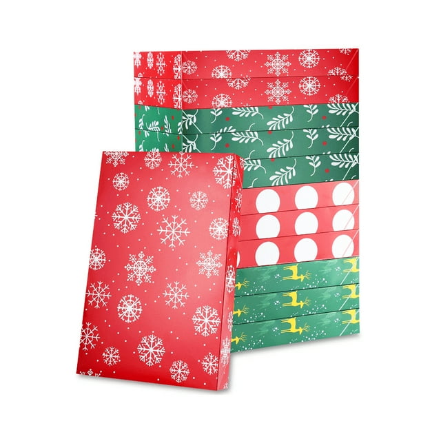 PKGSMART 12Pcs Gift Boxes for Clothes with lid, Chrismas Pattern Gift