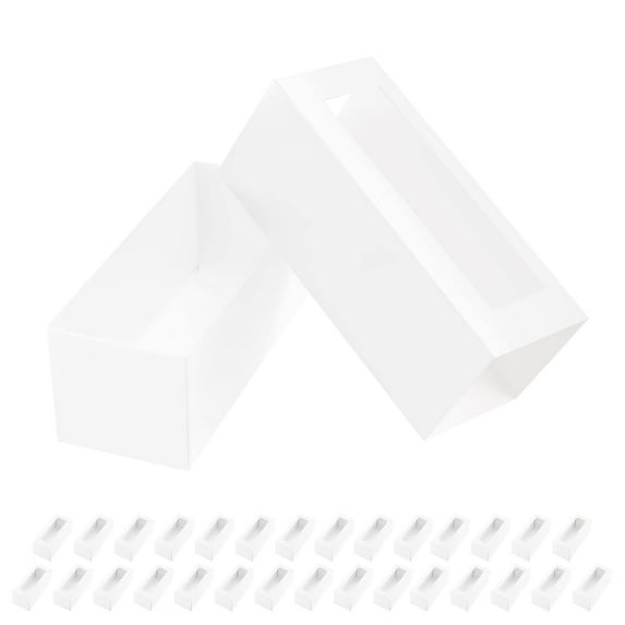 PKGSMART 30 Macaron Boxes for 4 or 5, White Macaron Gift Boxes with Clear Window, 4.8x1.9x1.9 inches