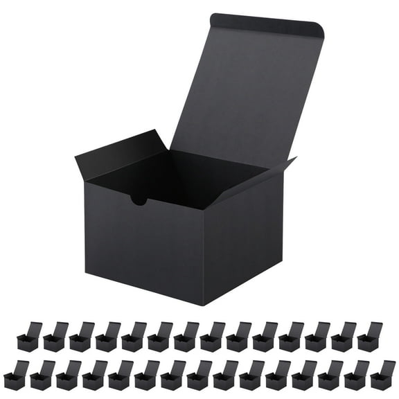 PKGSMART 30 Small Gift Boxes with Lids, Matte Black Gift Boxes Bulks, Proposal Boxes, 6x6x4 inches