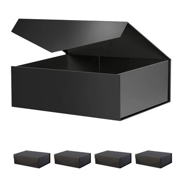 PKGSMART 5 Large Black Gift Boxes for Fathers Day,11.5x8.1x3.8 inches, Magnetic Boxes with Lids