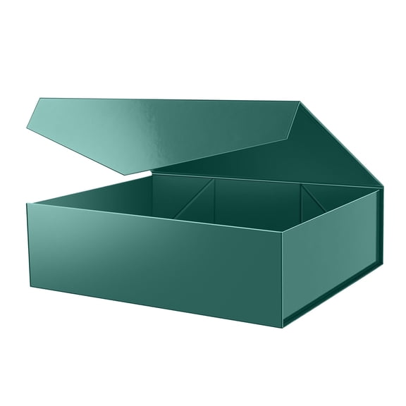 PKGSMART Extra Large Gift Box with Lid, 16.3x14.2x5 inches, Green Magnetic Gift Box for Present