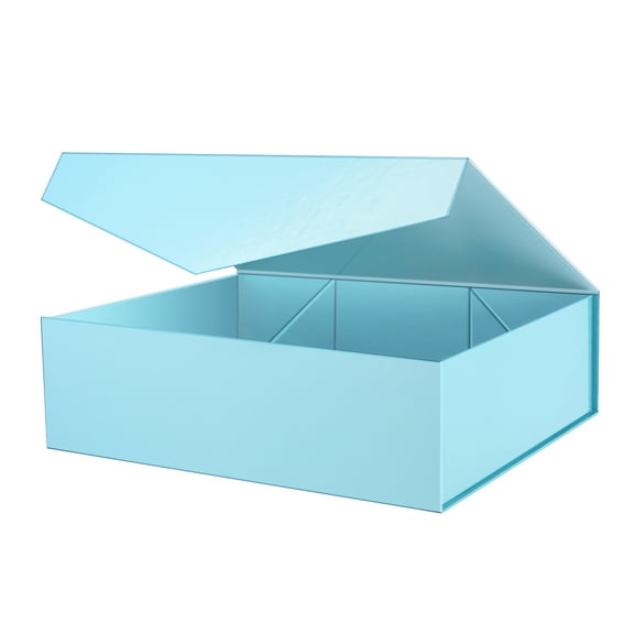 PKGSMART Extra Large Gift Box with Lid, 16.3x14.2x5 inches, Light Blue Magnetic Gift Box for Present
