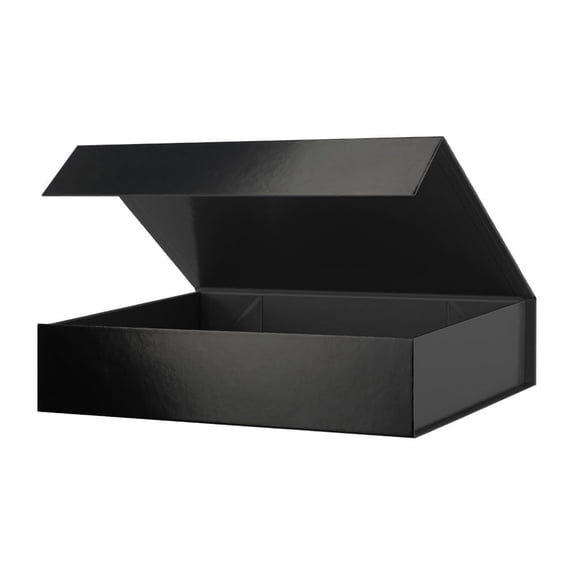 PKGSMART Gift Box, 11x7.8x2.3 inches Black Sturdy Magnetic Shirt Gift Box for All Occasions