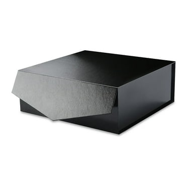 PKGSMART Gift Box for Mother's Day,9x9x3.4 inches, Large Black Magnetic Gift Box with Lid
