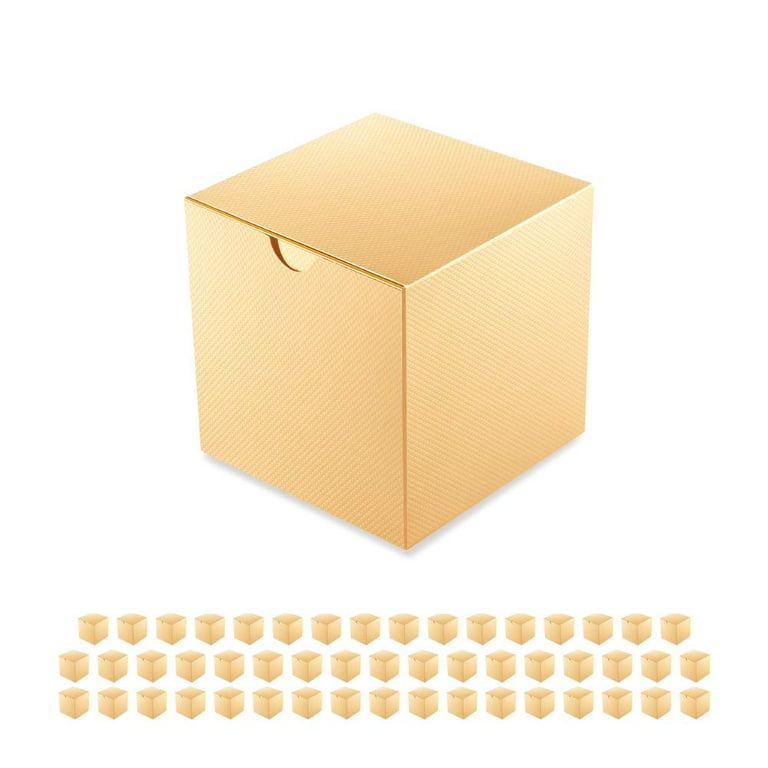 PKGSMART Gift Boxes with Lids, Small Gold Gift Boxes Bulk for Gifts, 4x4x4  inches (Pack of 50) 