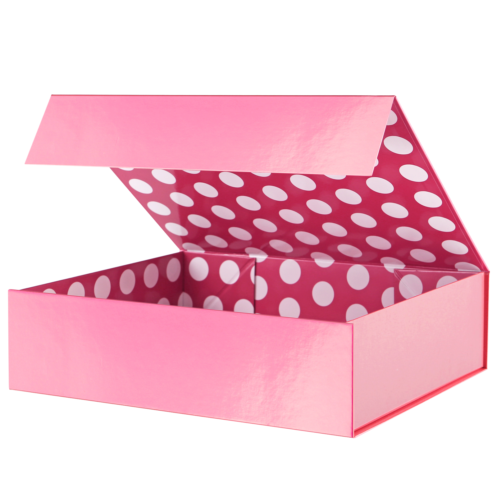 pkgsmart-large-gift-box-pink-magnetic-shirt-box-with-lid-for-valentine