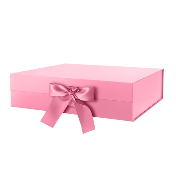 PKGSMART Large Pink Gift Box with Ribbon for Mothers Day, 13x9.7x3.4 inch, Gift Box with Magnetic Lid