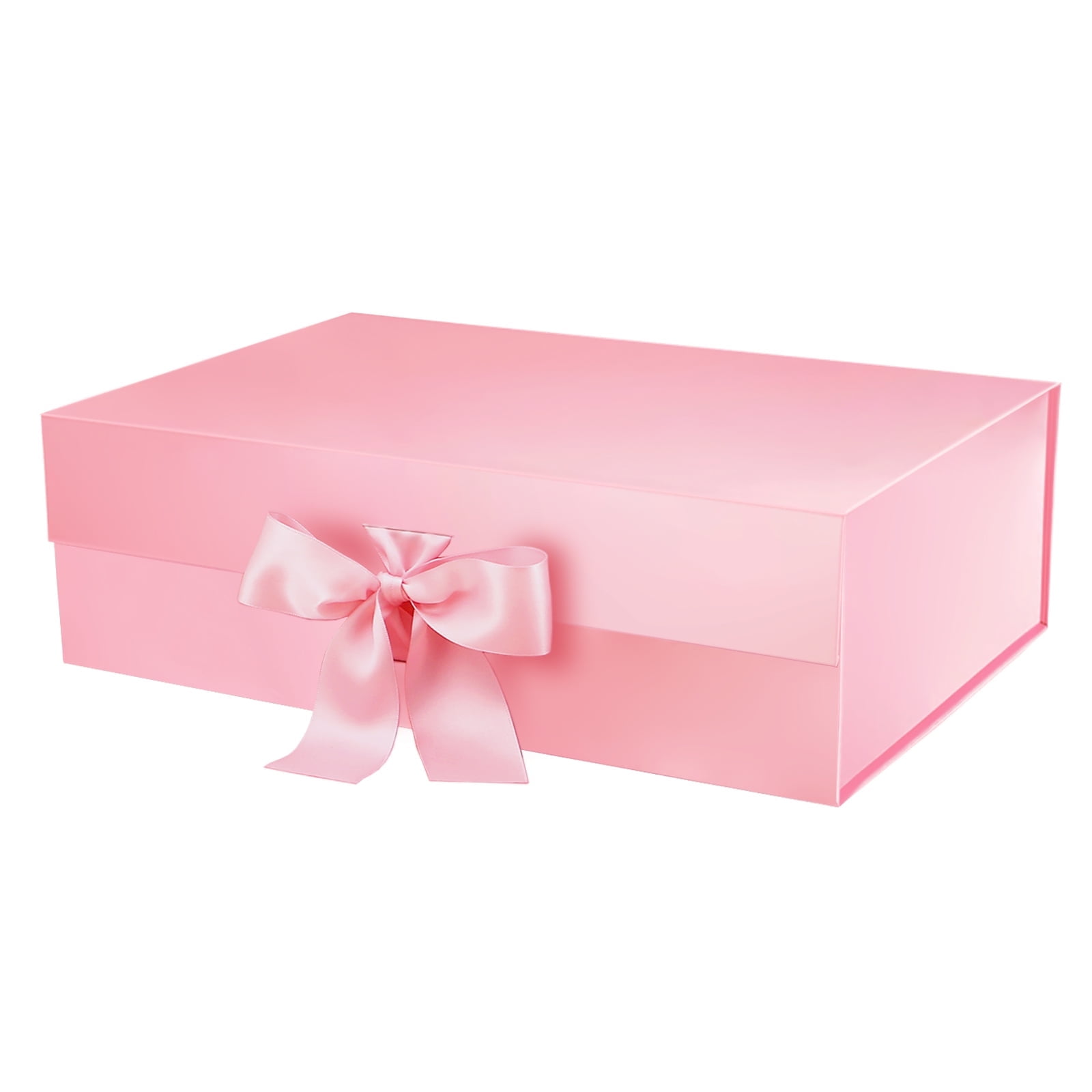 PKGSMART Large Gift Box with Ribbon, Pink Gift Box with Lid