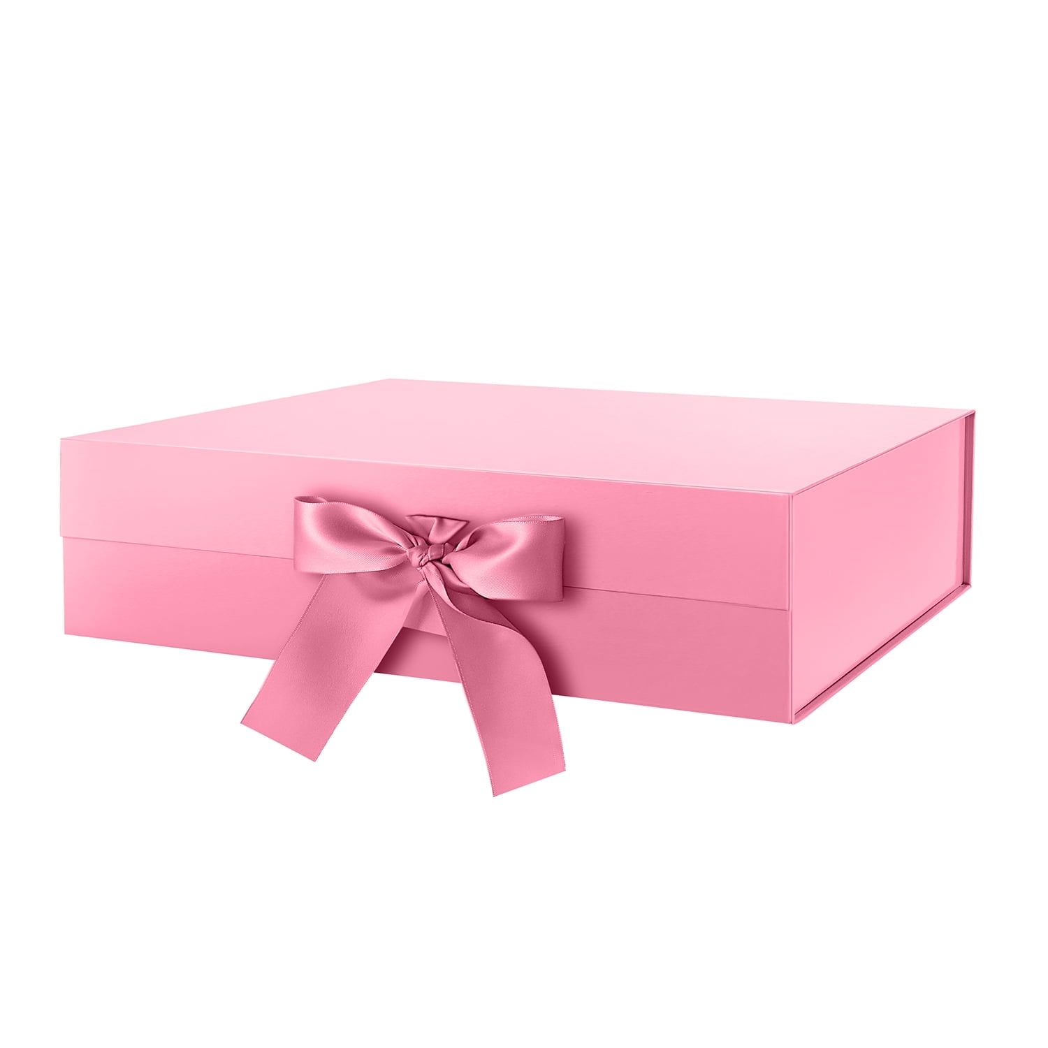 PKGSMART Large Gift Box with Ribbon, Pink Gift Box with Lid