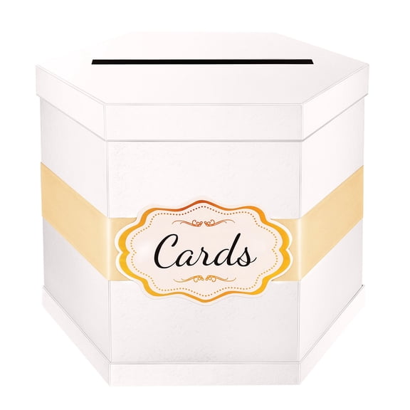 PKGSMART Card Box, 14x12x12 inch, White Wedding Card Receiving Box, Card Box Holder for Engagement