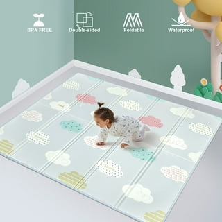 Washable Infant Play Mat, Baby Play Mat Crawling Mats, 43x43” Portable Anti Slip Toddler Playpen Mat, Foldable Kids Tent Padded Floor Mat Grey