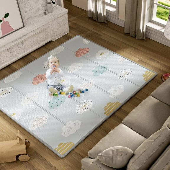 PKINOICY 71x59inch Play Mat for Baby, Crawling Mat for Infants Toddlers Kids,Foldable Kids Play Mat,Waterproof Crawling Mat