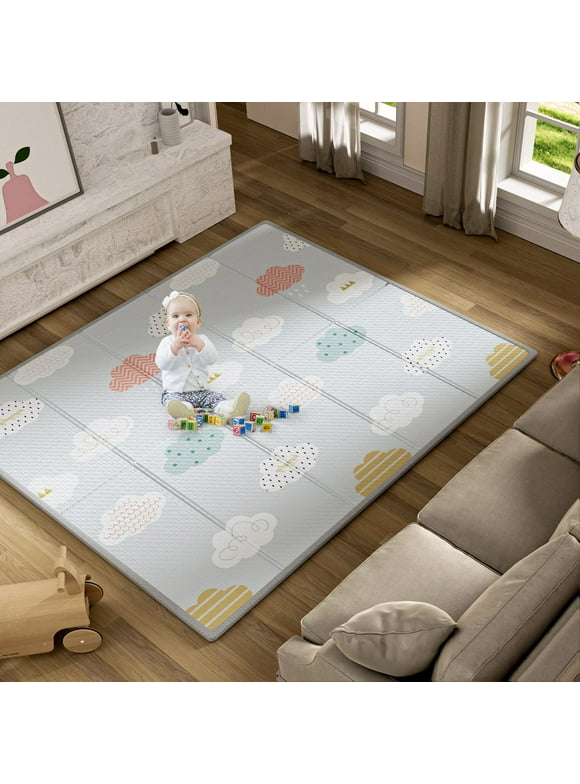 PKINOICY 71x59inch Play Mat for Baby, Crawling Mat for Infants Toddlers Kids,Foldable Kids Play Mat,Waterproof Crawling Mat